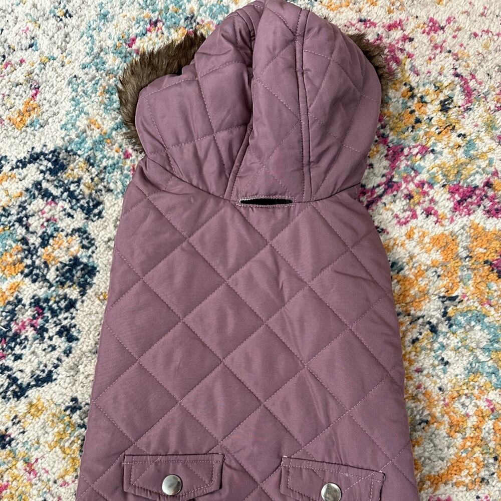 Barkley & Finn Dog Coat Medium Purple Hooded Winter Pet Jacket - Picture 3 of 12
